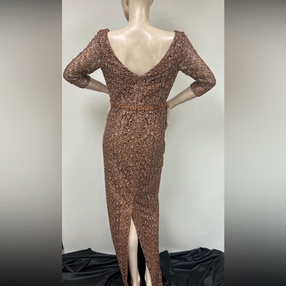 Montage by Mon Cheri 3/4 sleeves embroidered sweetheart neck long gown - Picture 7 of 10
